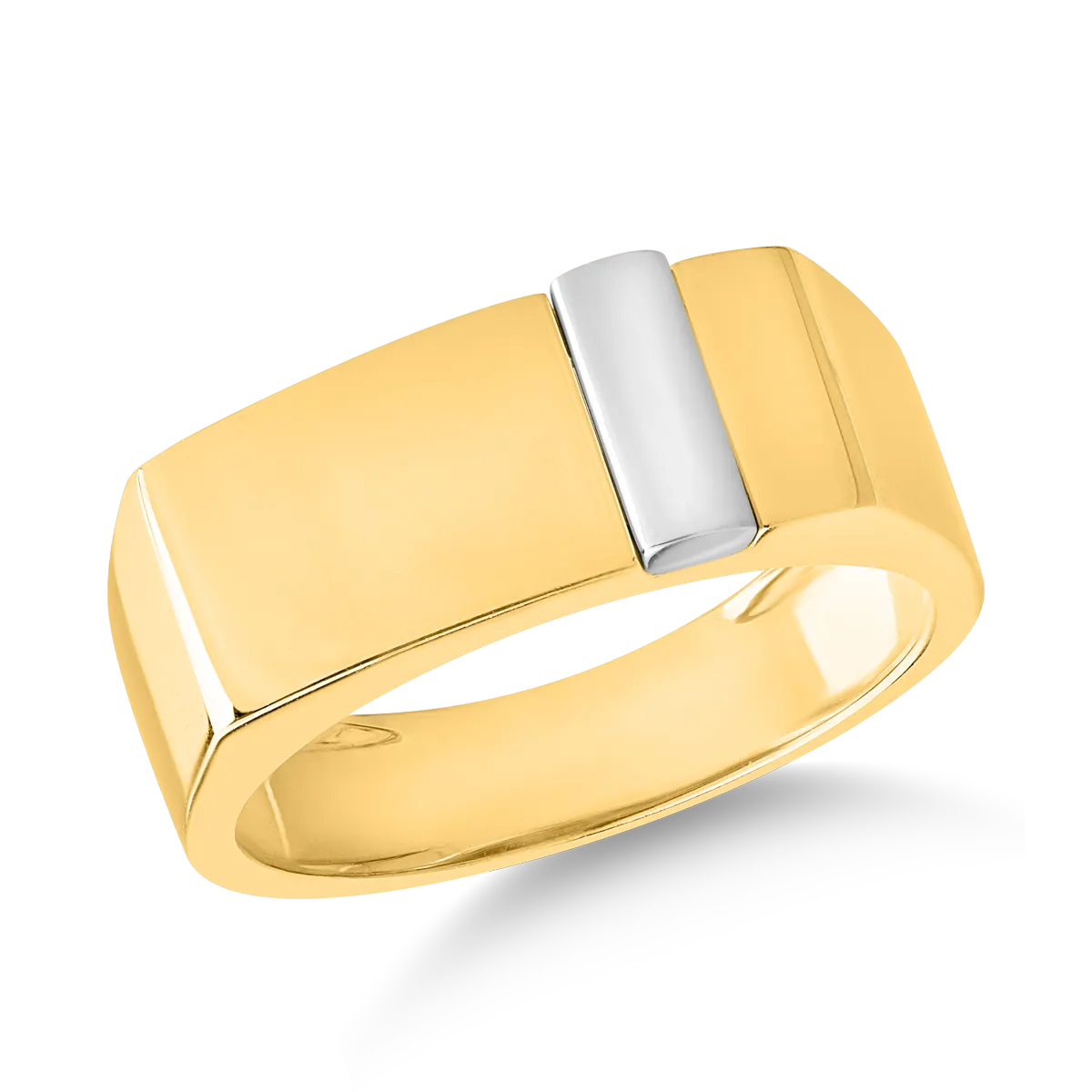 Inel pentru barbati din aur alb-galben de 14K