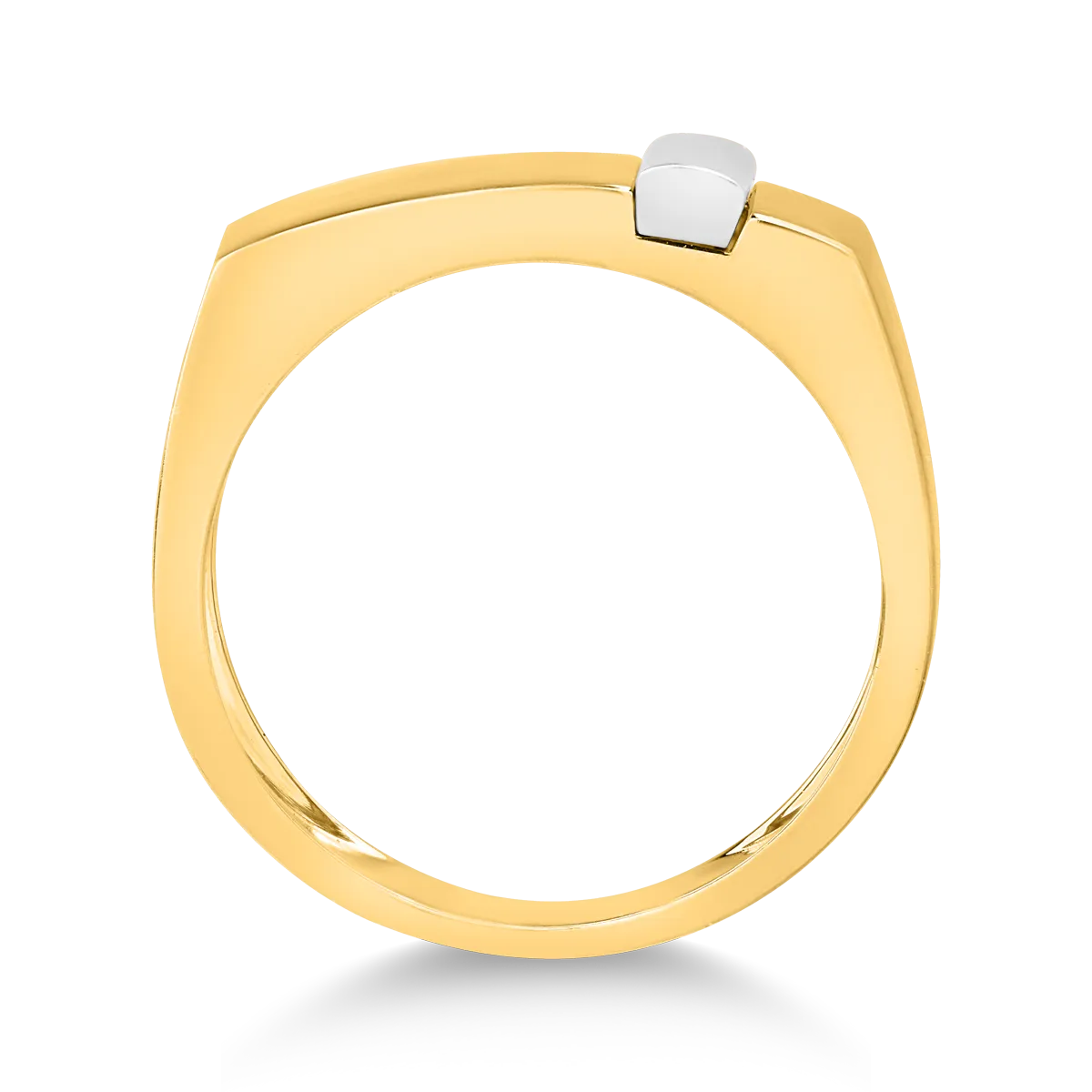 Жълт мъжки пръстен от бяло злато 14K