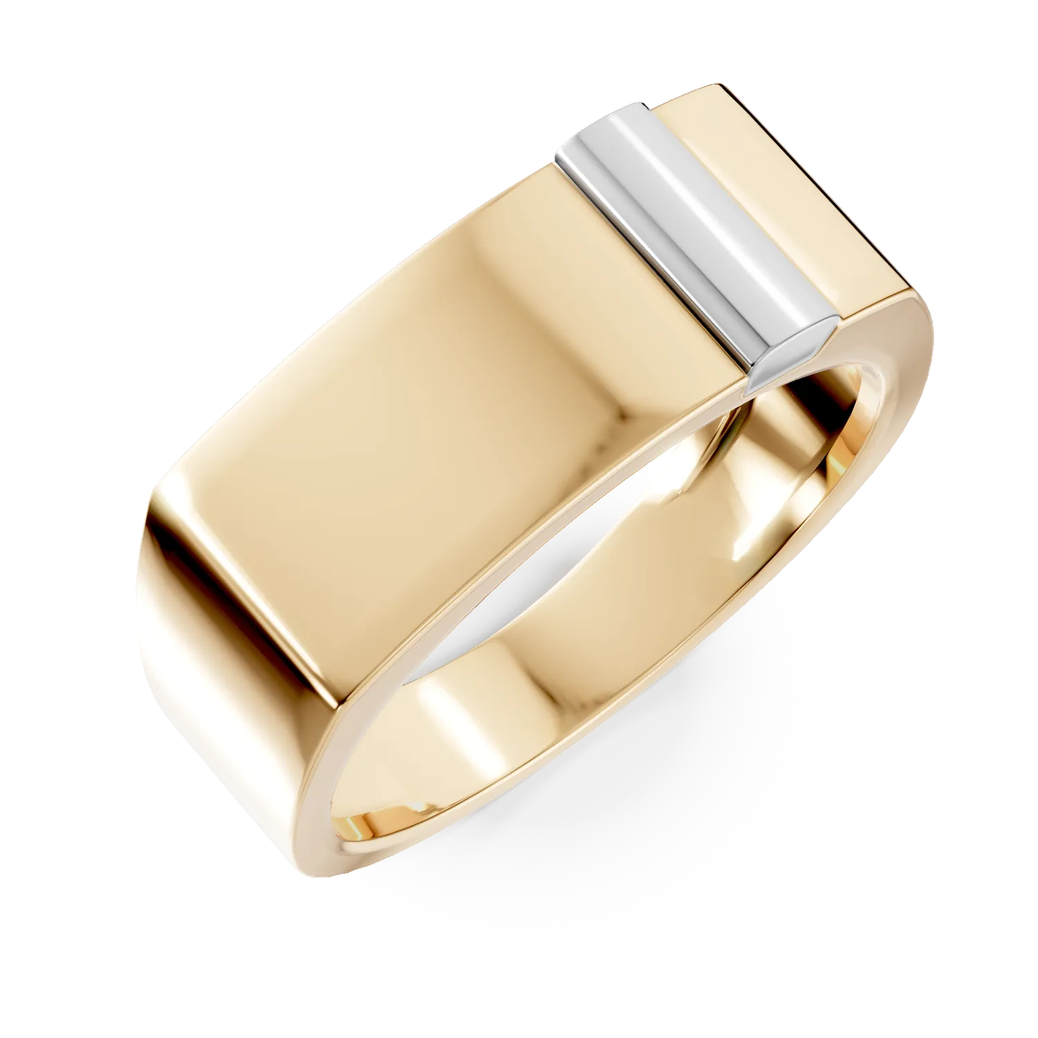 Inel pentru barbati din aur alb-galben de 14K-120259