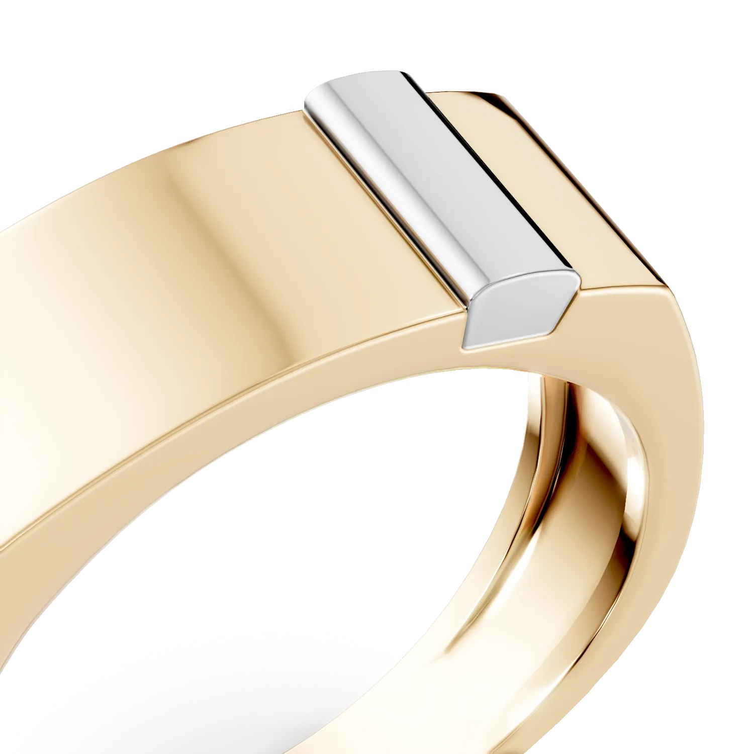 Жълт мъжки пръстен от бяло злато 14K