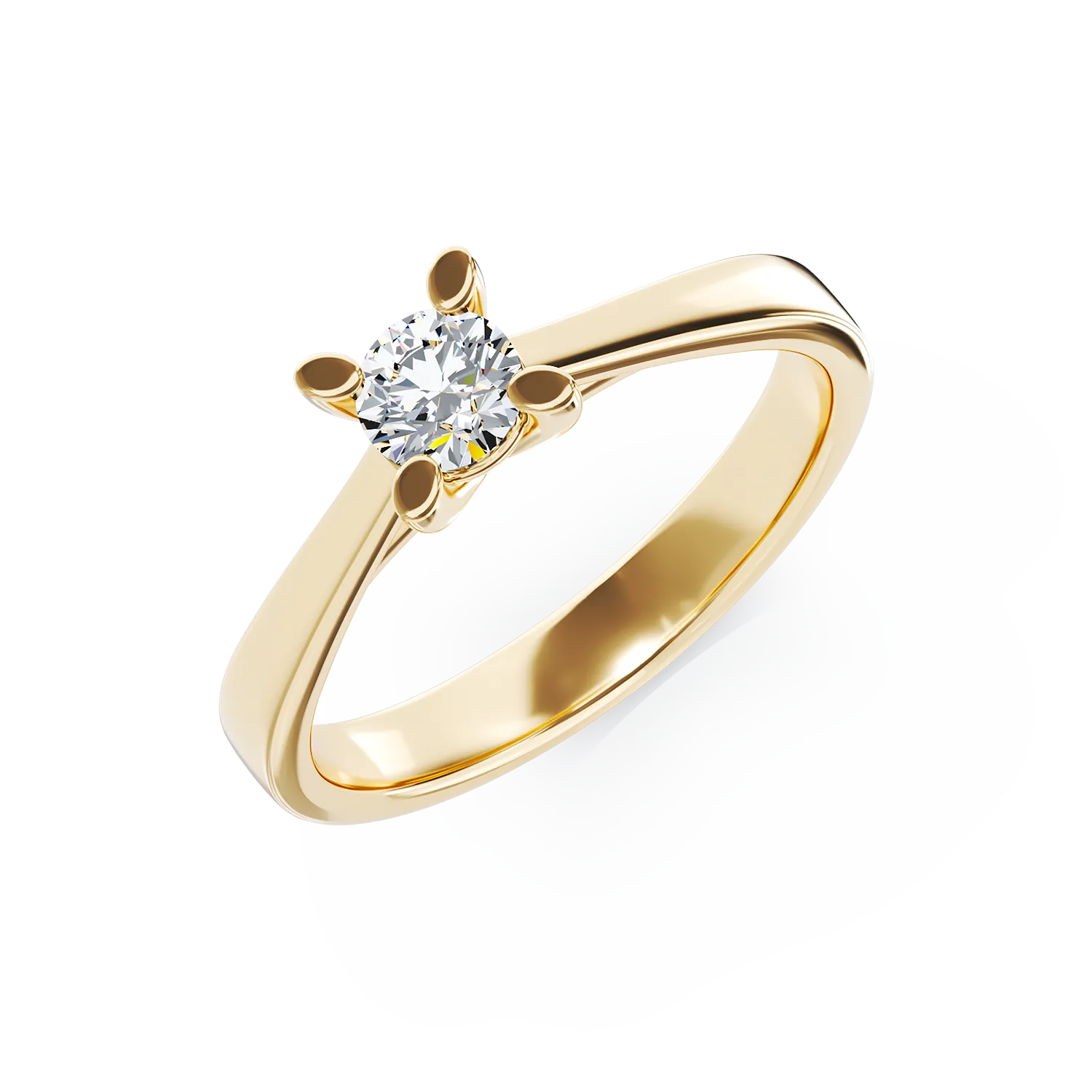 18K yellow gold engagement ring with a 0.3ct solitaire diamond