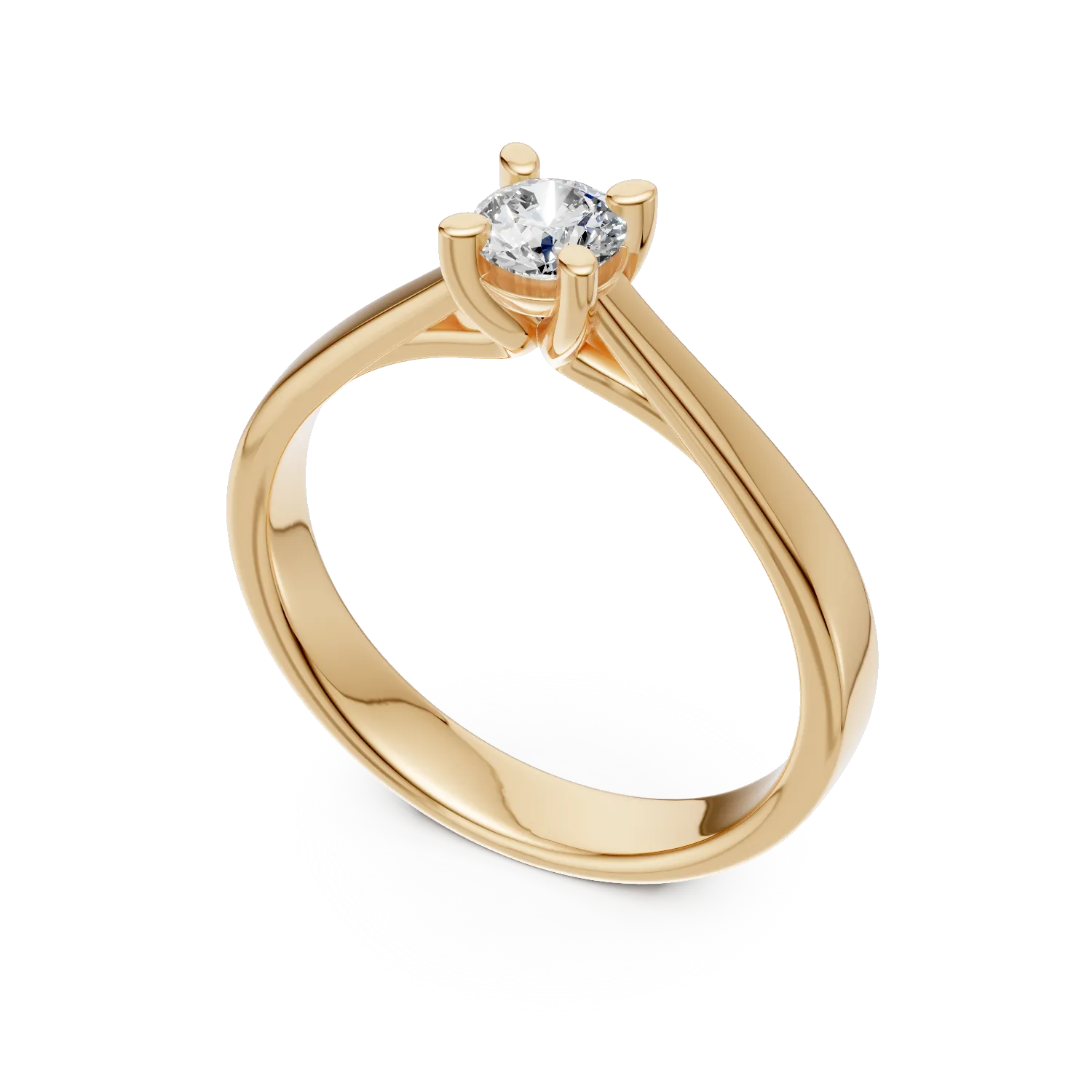 Inel de logodna din aur galben de 18K cu un diamant solitaire de 0.3ct