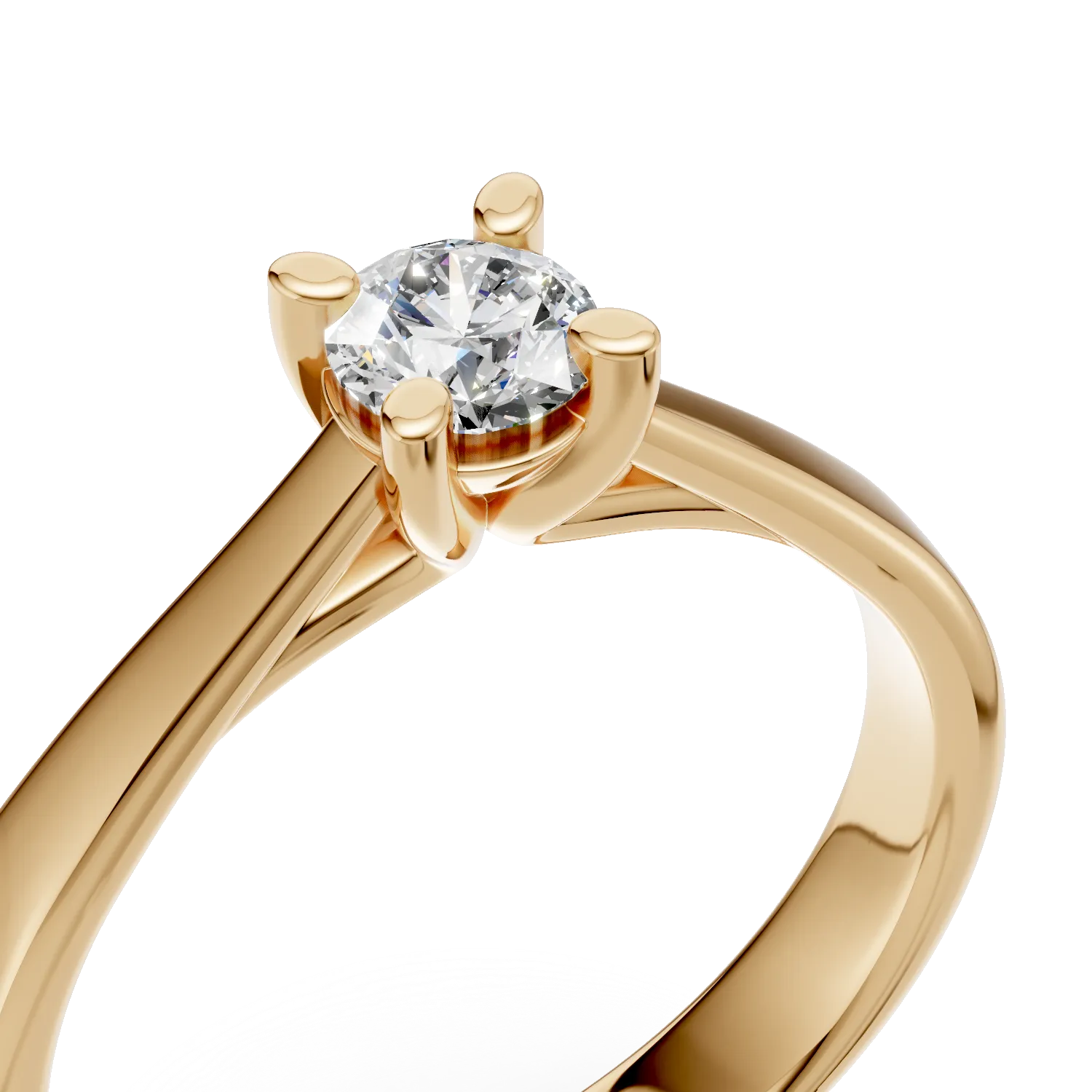 Inel de logodna din aur galben de 18K cu un diamant solitaire de 0.3ct
