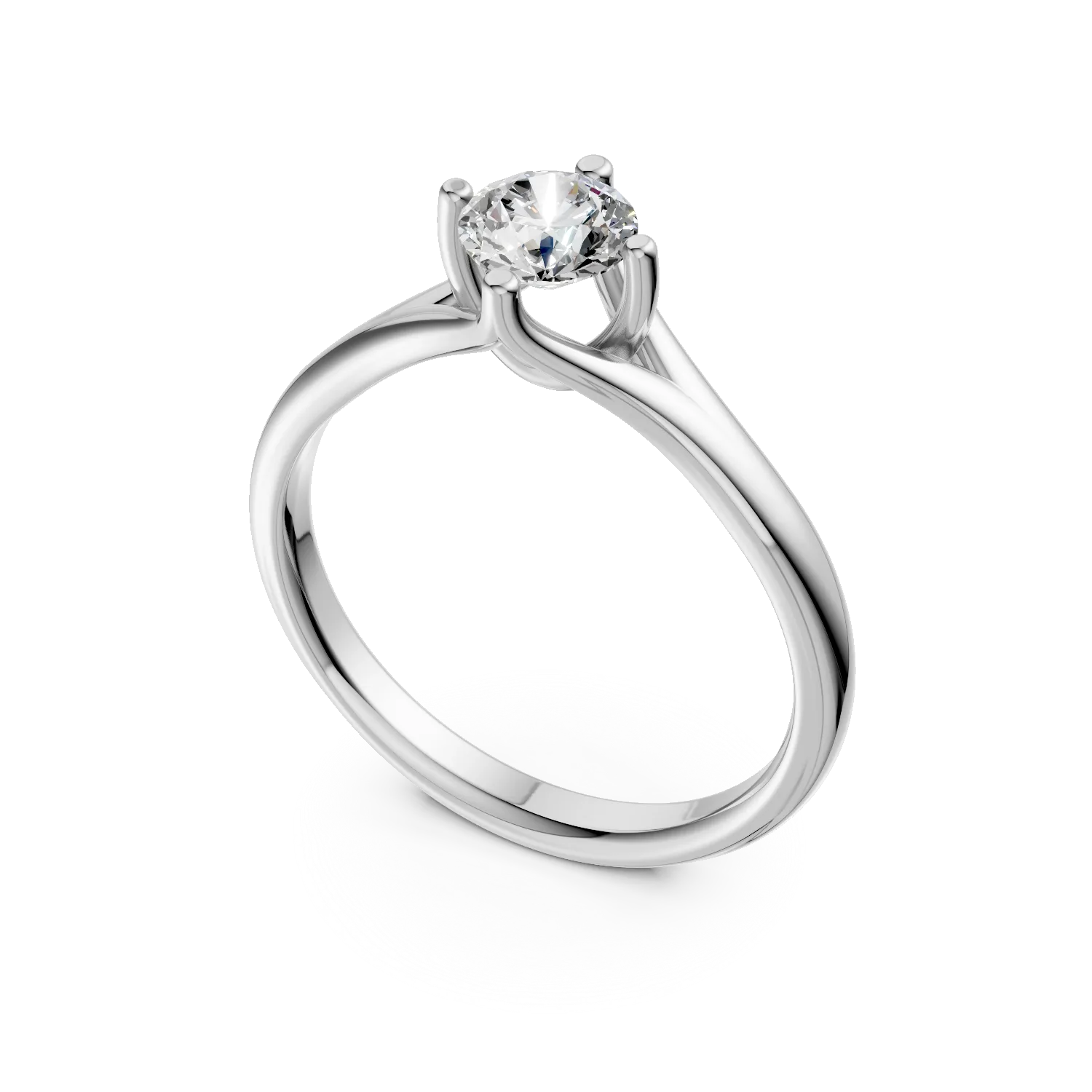 Inel de logodna din aur alb de 18K cu un diamant solitaire de 0.3ct