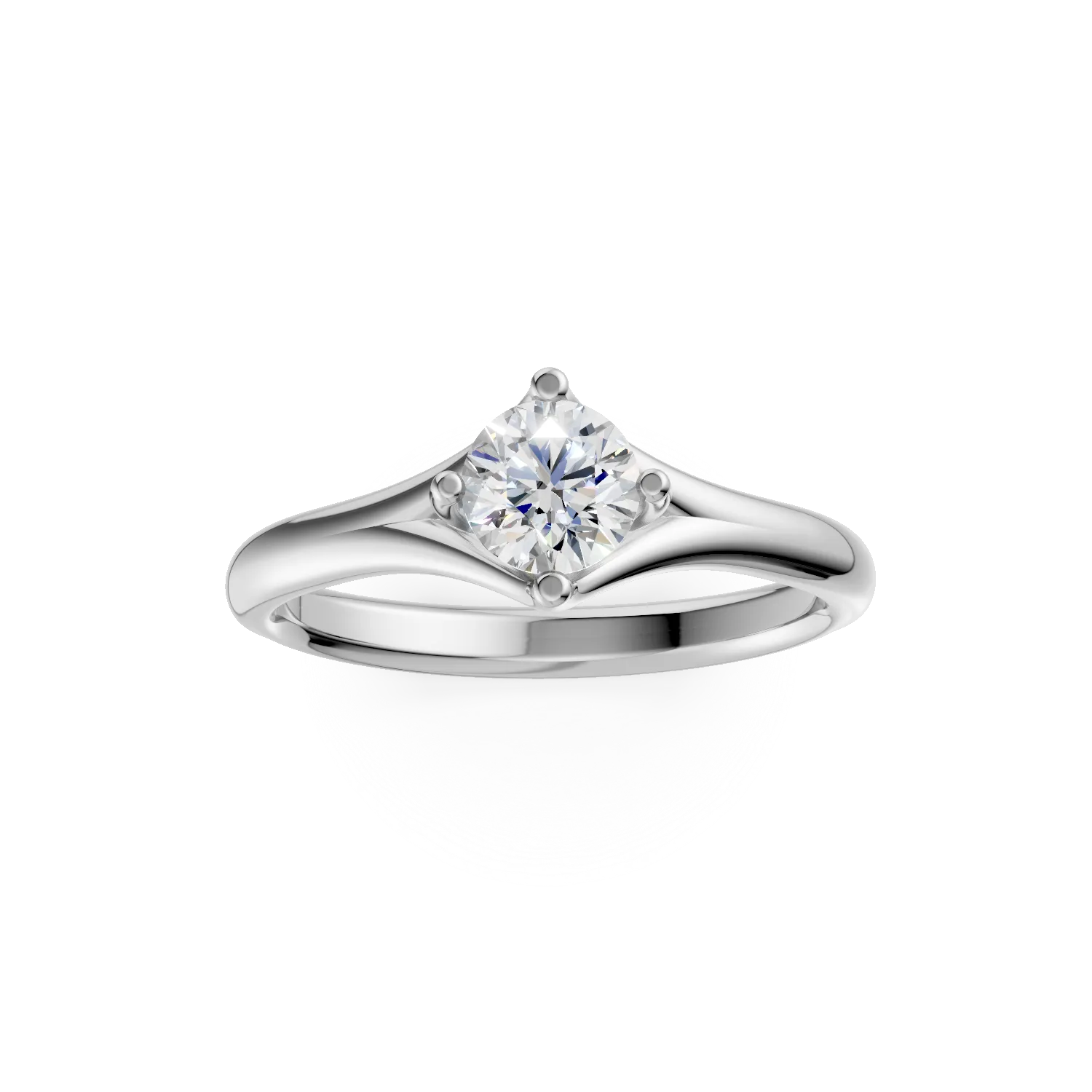 Inel de logodna din aur alb de 18K cu un diamant solitaire de 0.3ct