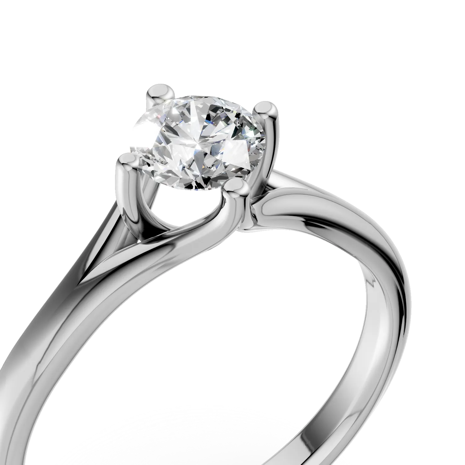 Inel de logodna din aur alb de 18K cu un diamant solitaire de 0.3ct