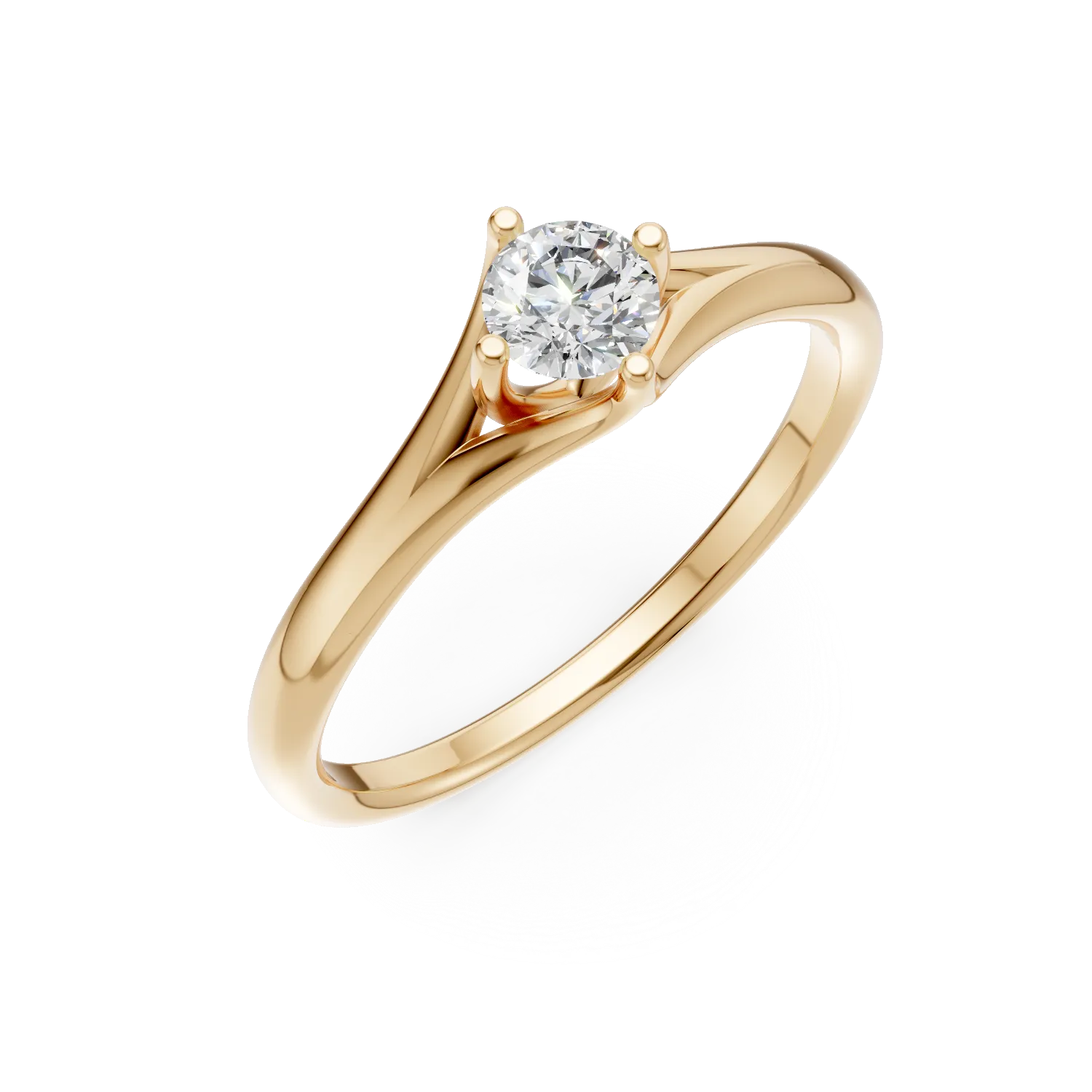 Inel de logodna din aur galben de 18K cu diamant de 0.3ct