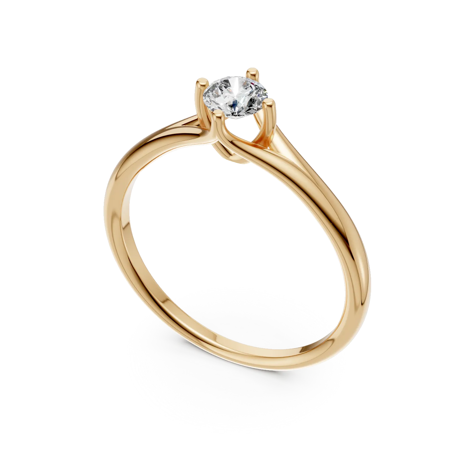 Inel de logodna din aur galben de 18K cu diamant de 0.3ct
