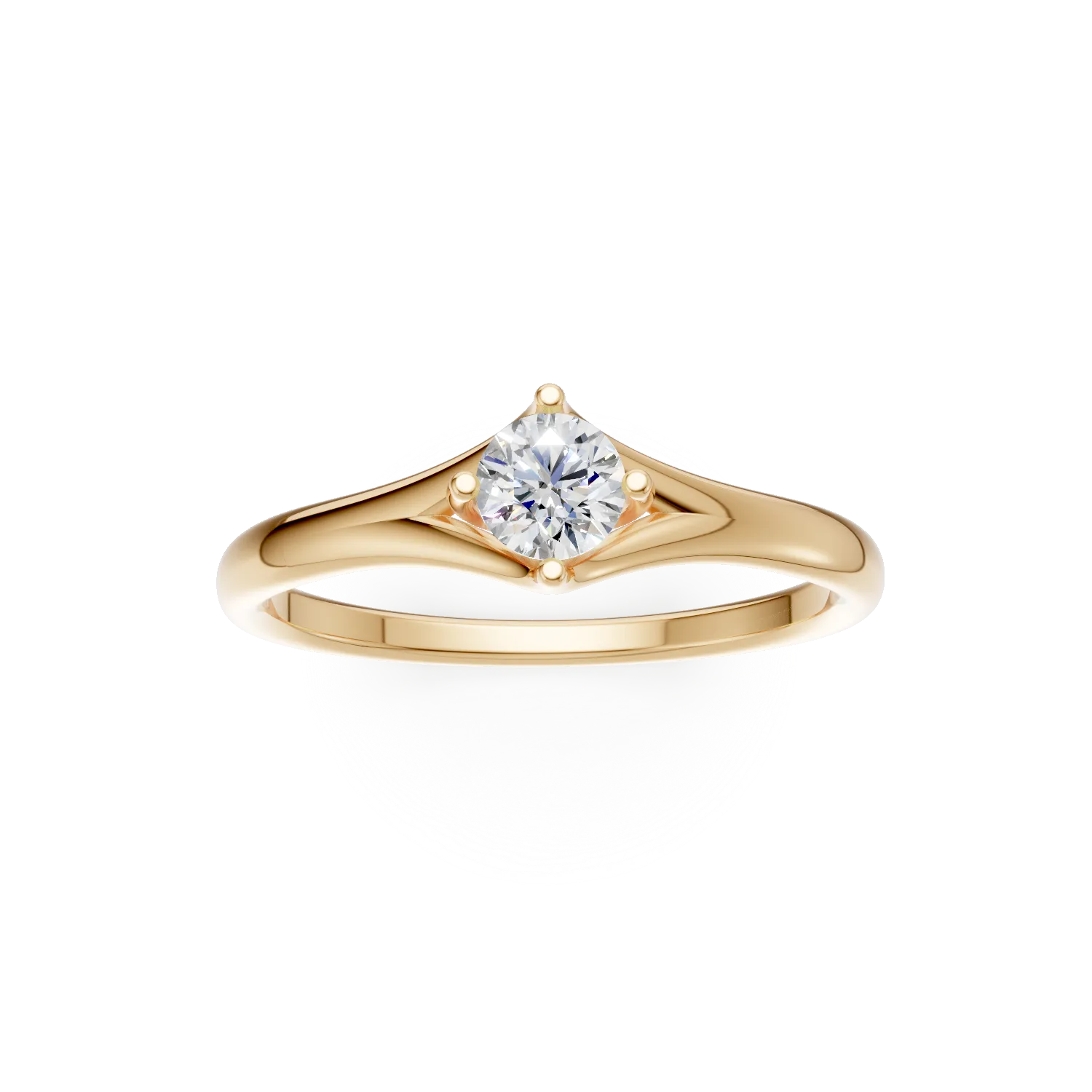 Inel de logodna din aur galben de 18K cu diamant de 0.3ct