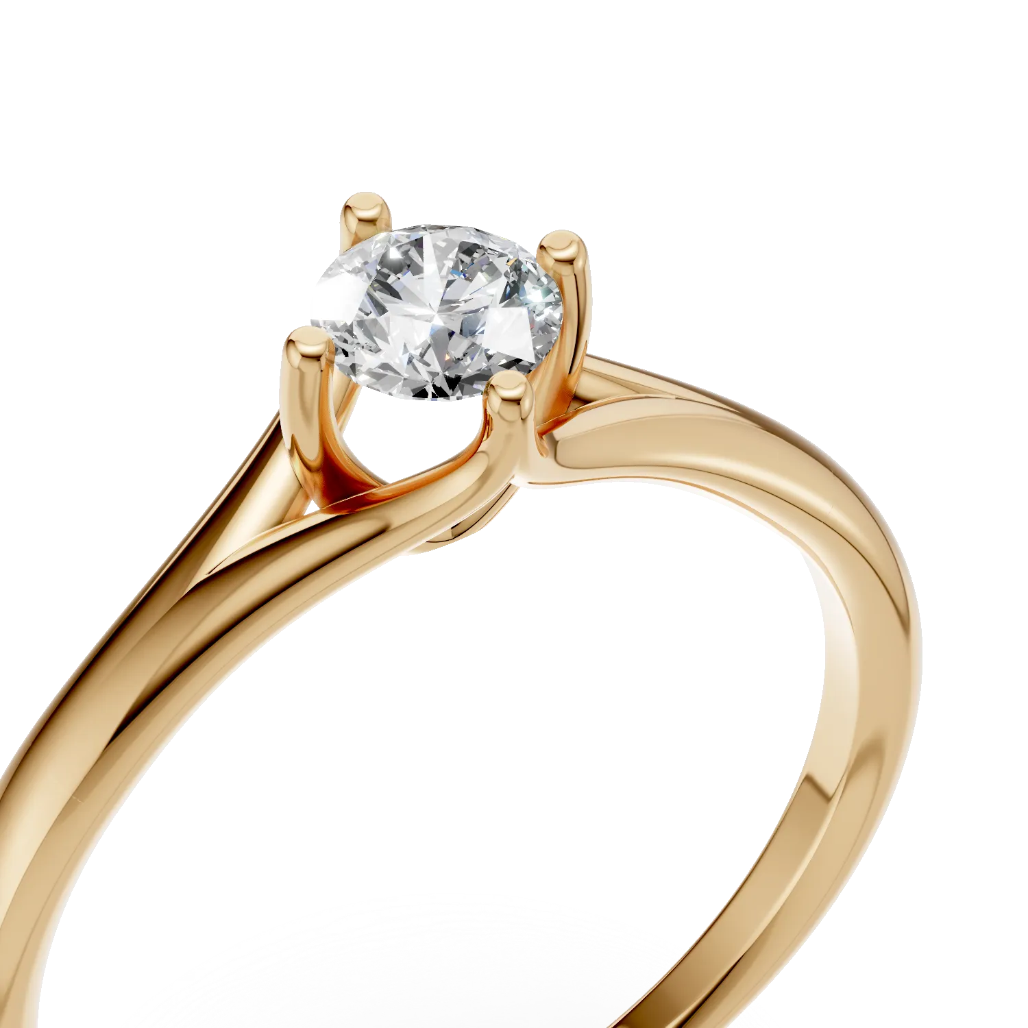 Inel de logodna din aur galben de 18K cu diamant de 0.3ct