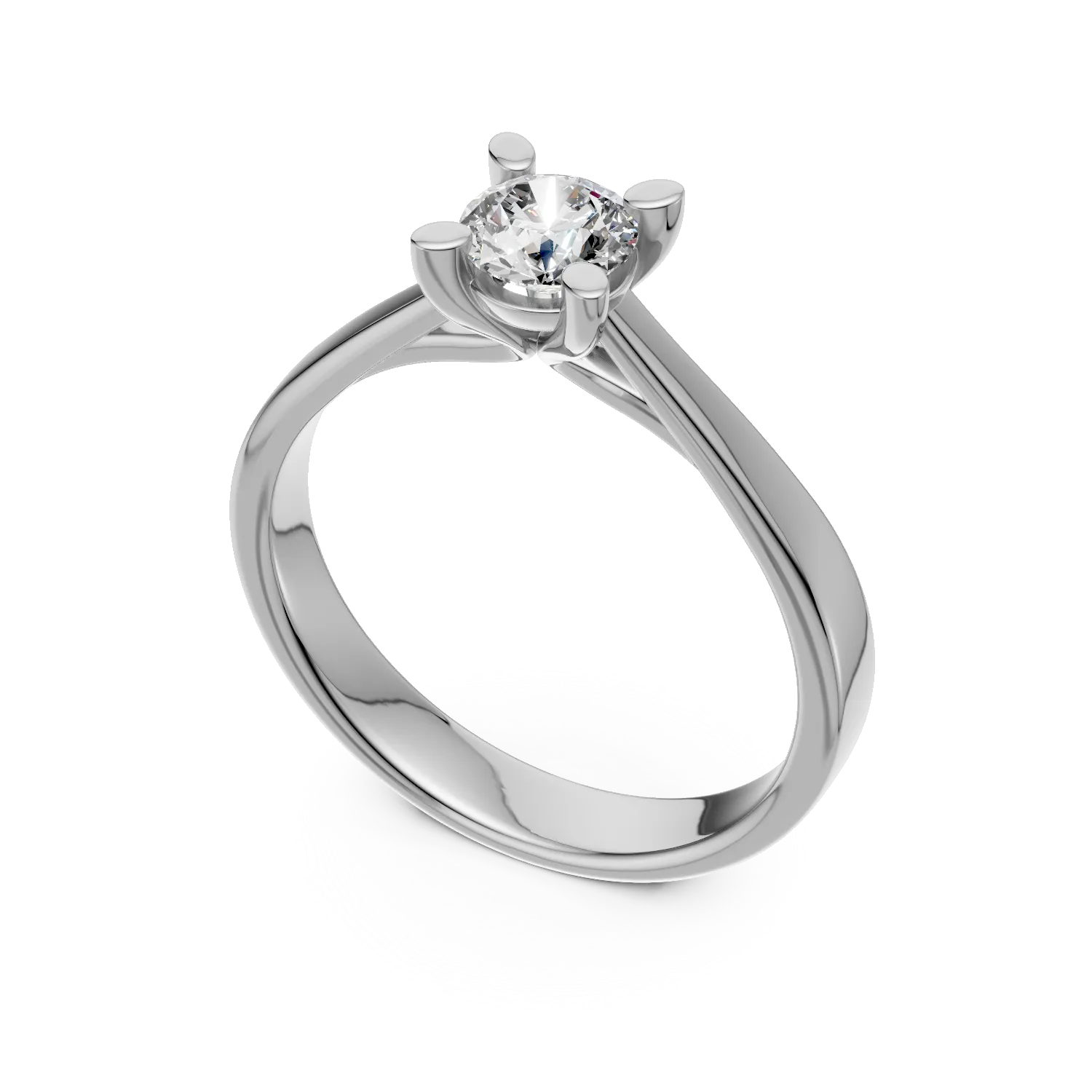 Inel de logodna din aur alb de 18K cu un diamant solitaire de 0.5ct