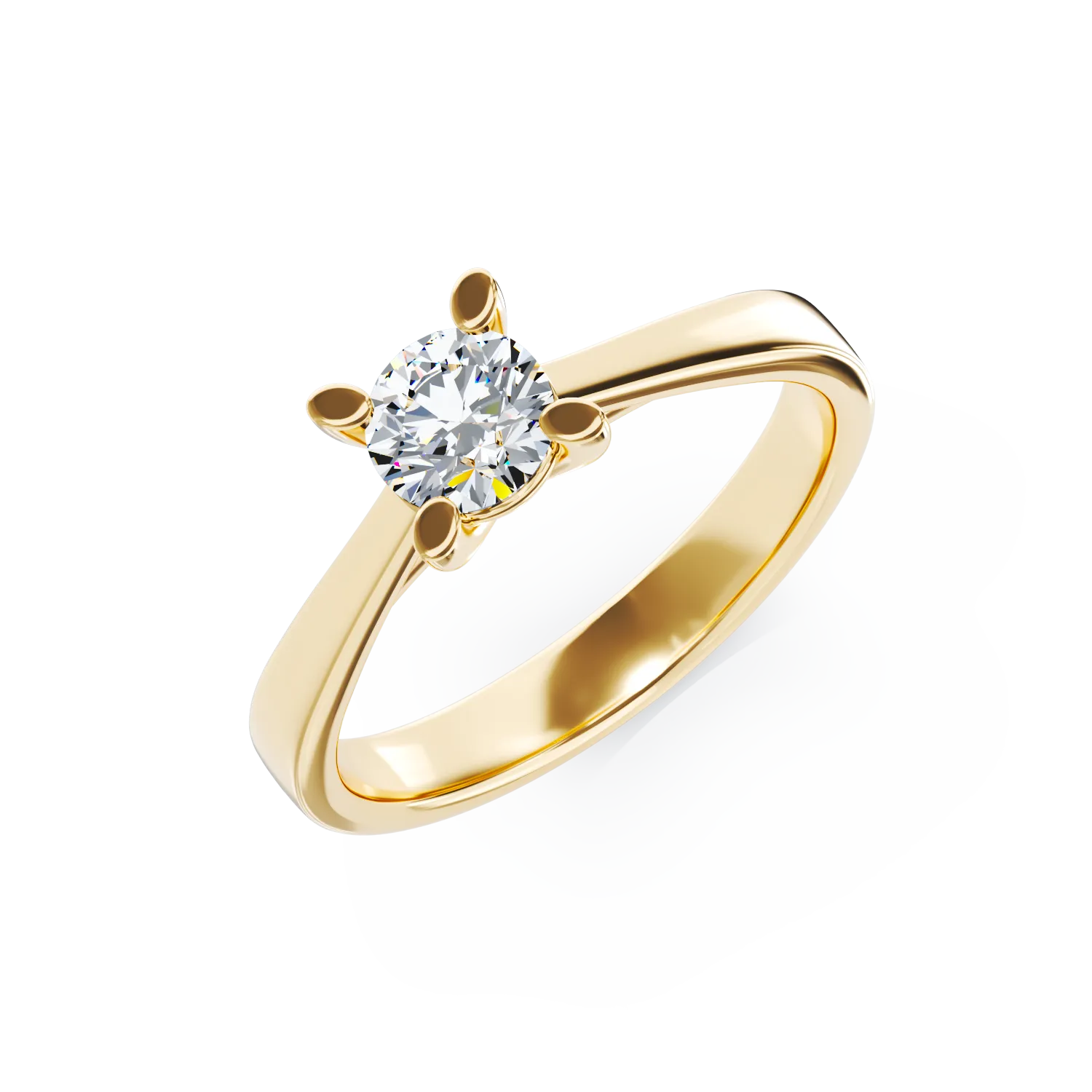 18K yellow gold engagement ring with a 0.5ct solitaire diamond