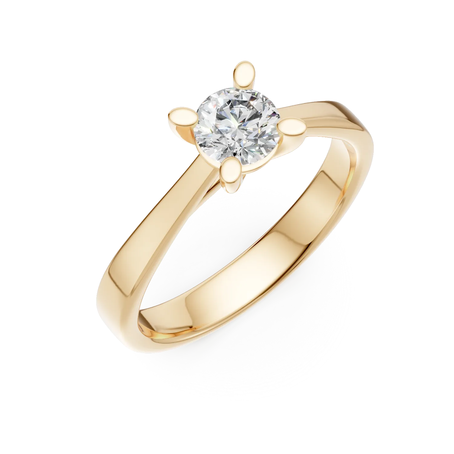 18K yellow gold engagement ring with a 0.5ct solitaire diamond