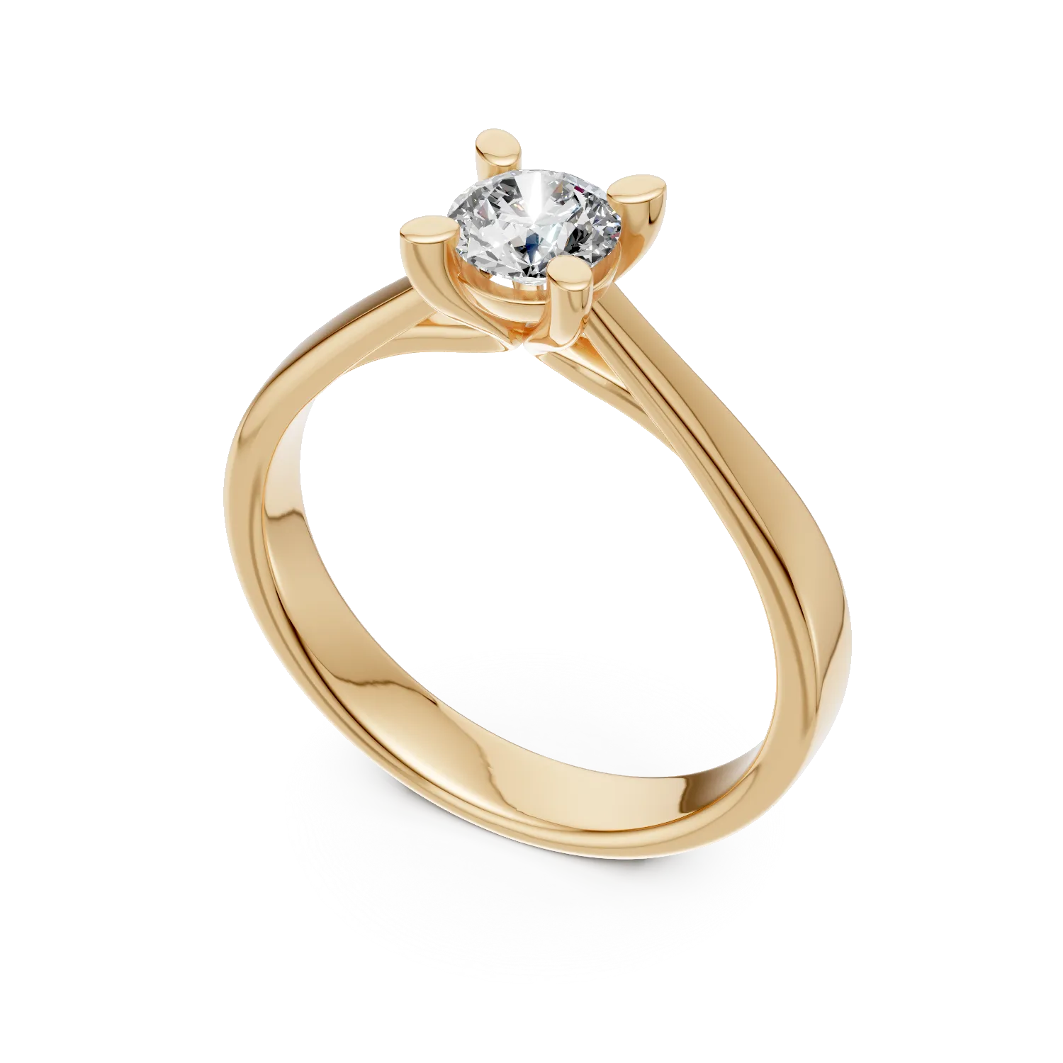 Pierścionek zaręczynowy z żółtego 18K złota z 0.5ct diamentem w pasjansie