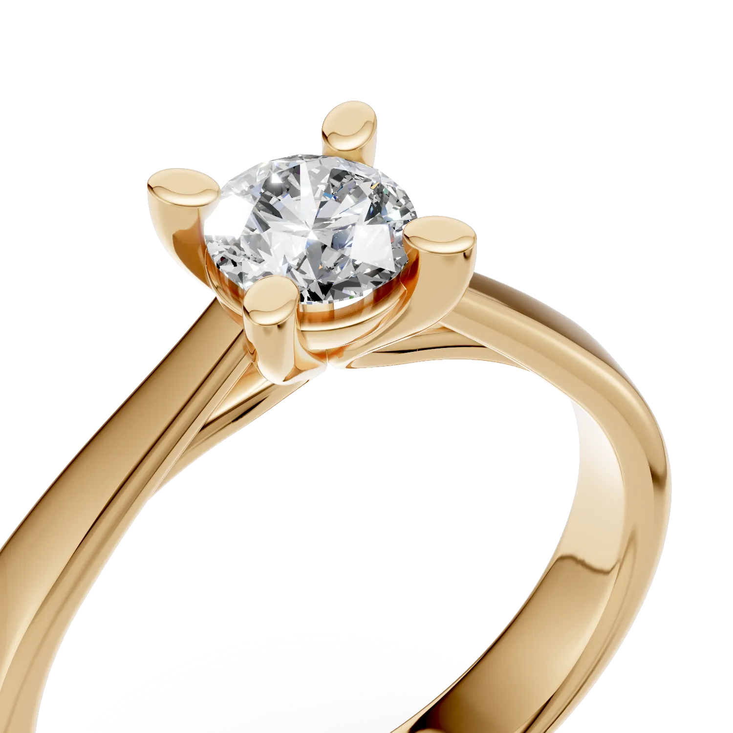 Pierścionek zaręczynowy z żółtego 18K złota z 0.5ct diamentem w pasjansie