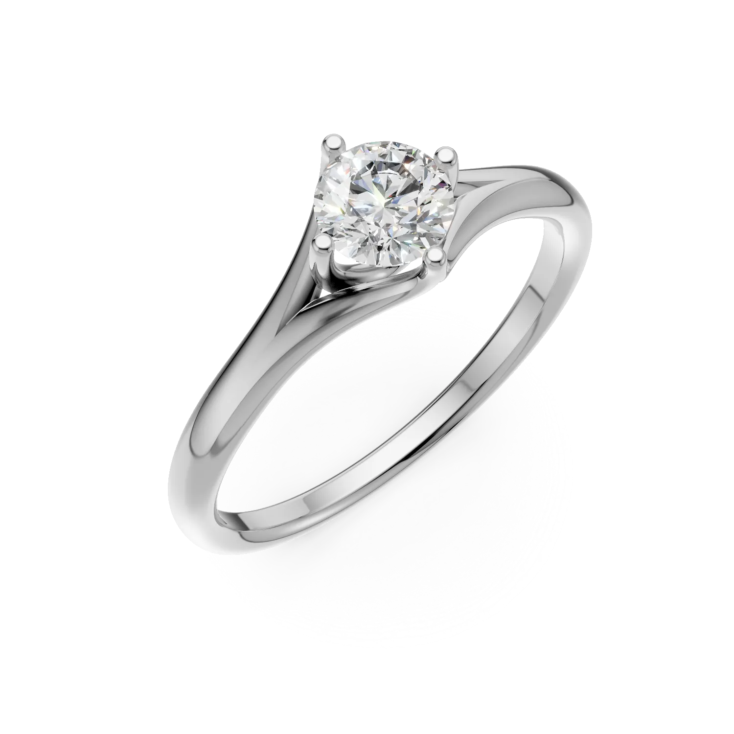 Inel de logodna din aur alb de 18K cu un diamant solitaire de 0.5ct