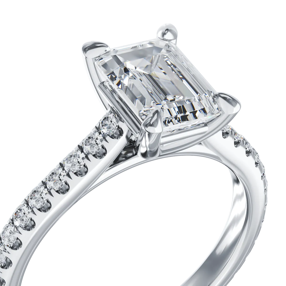 18K white gold engagement ring with 1.5ct diamond and 0.33ct diamonds