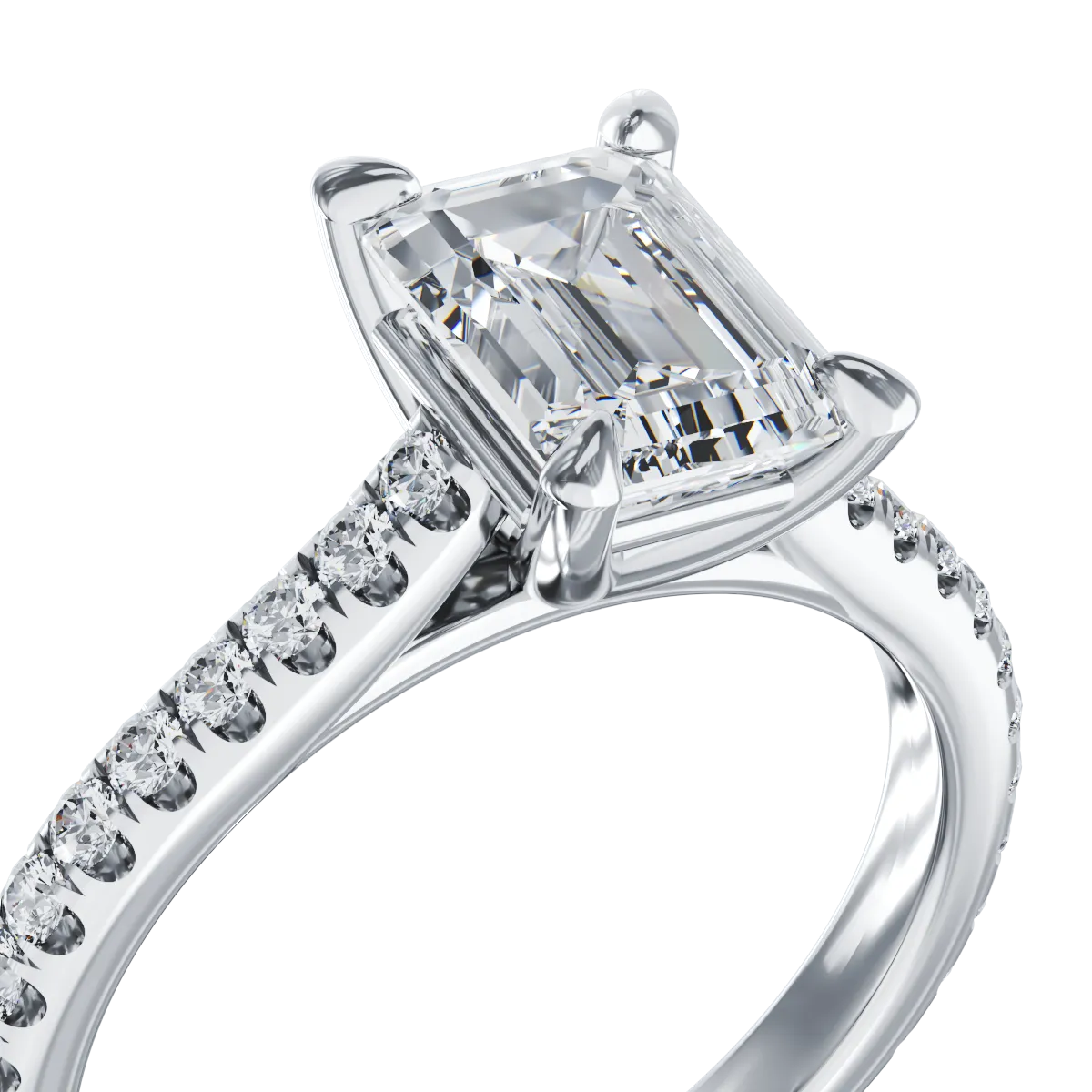 Inel de logodna din aur alb de 18K cu diamant de 1.5ct si diamante de 0.33ct