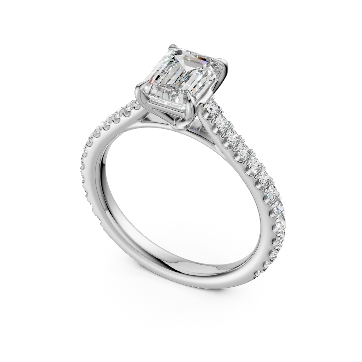 Inel de logodna din aur alb de 18K cu diamant de 1.5ct si diamante de 0.33ct