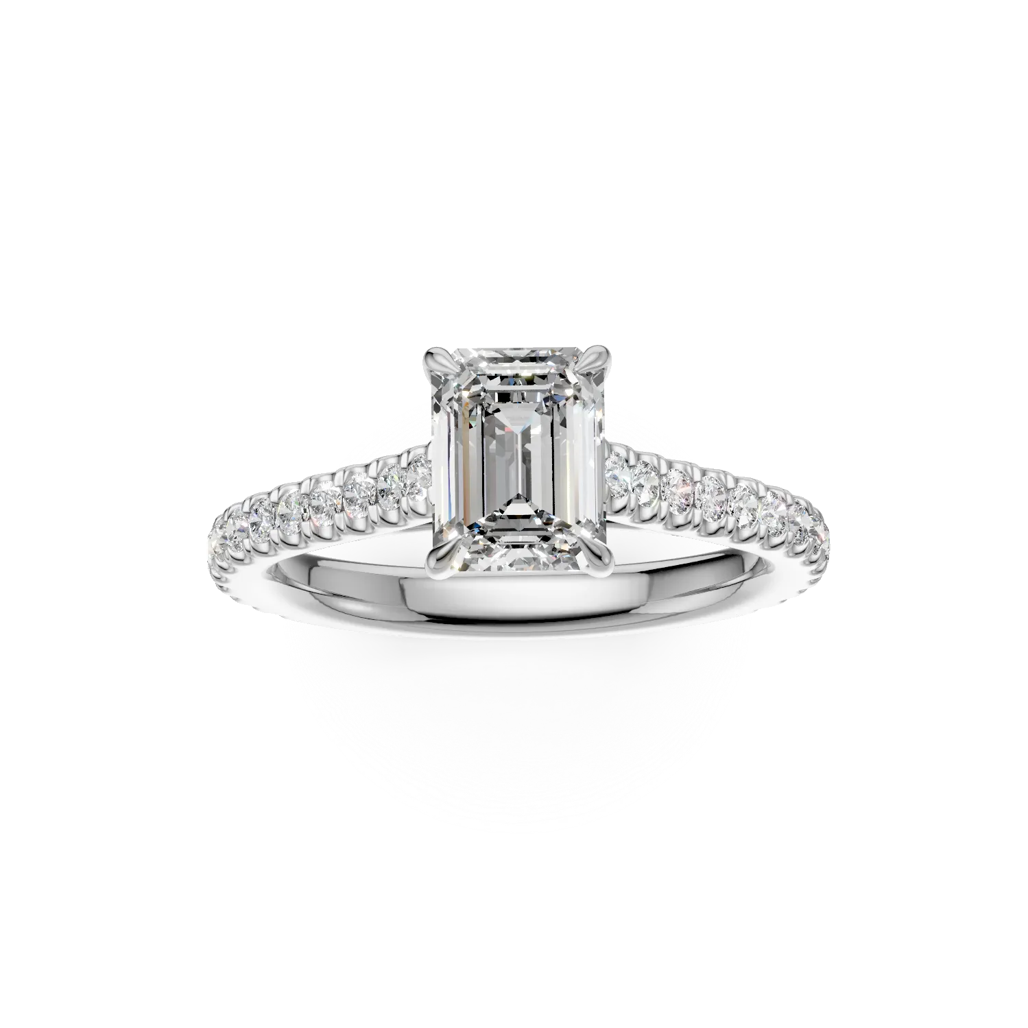 Inel de logodna din aur alb de 18K cu diamant de 1.5ct si diamante de 0.33ct