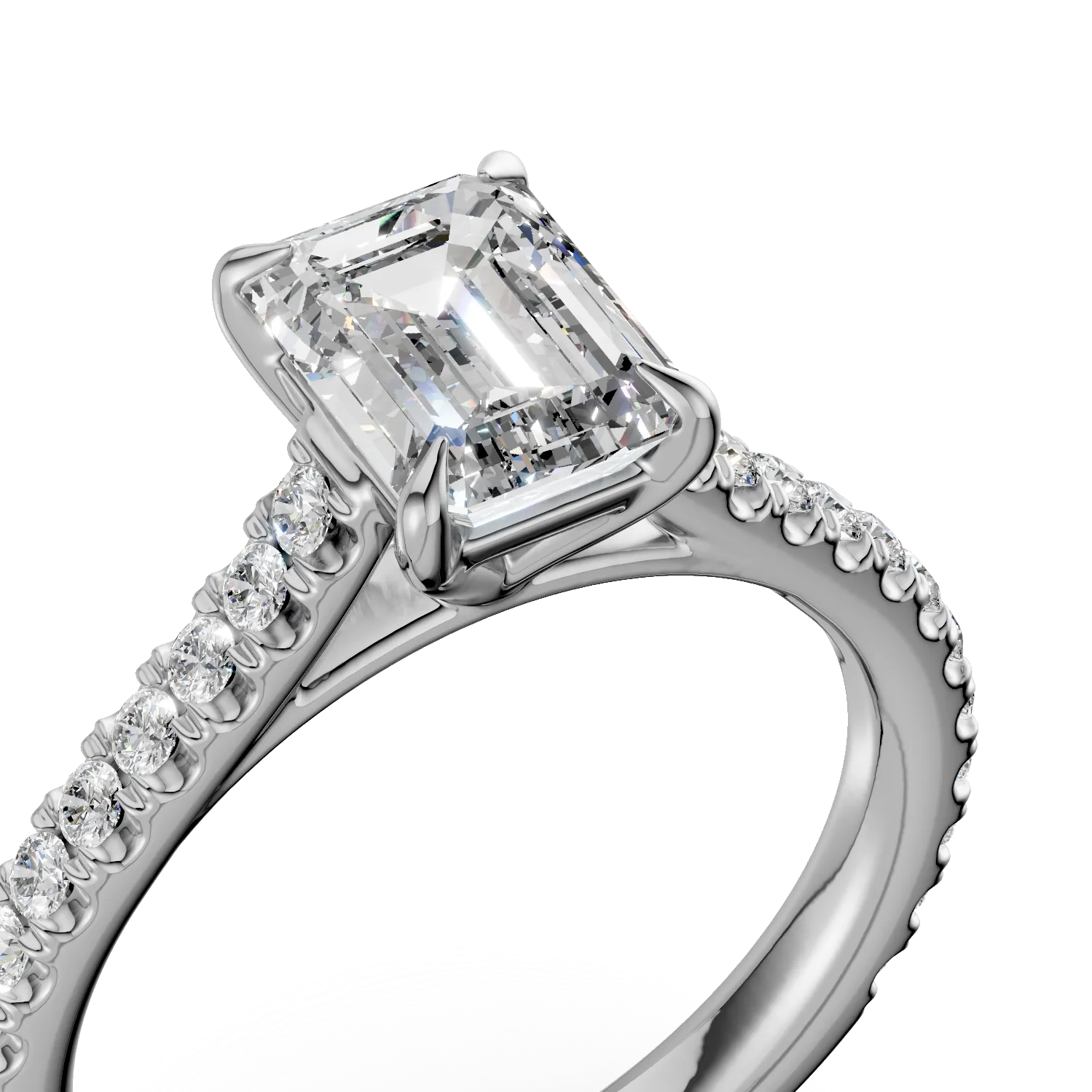 Inel de logodna din aur alb de 18K cu diamant de 1.5ct si diamante de 0.33ct