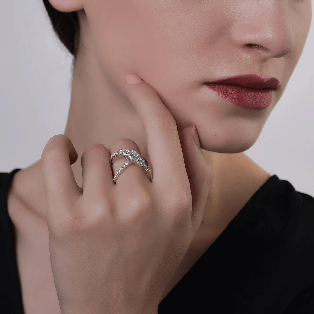 Inel din aur alb de 18K cu diamante de 0.75ct