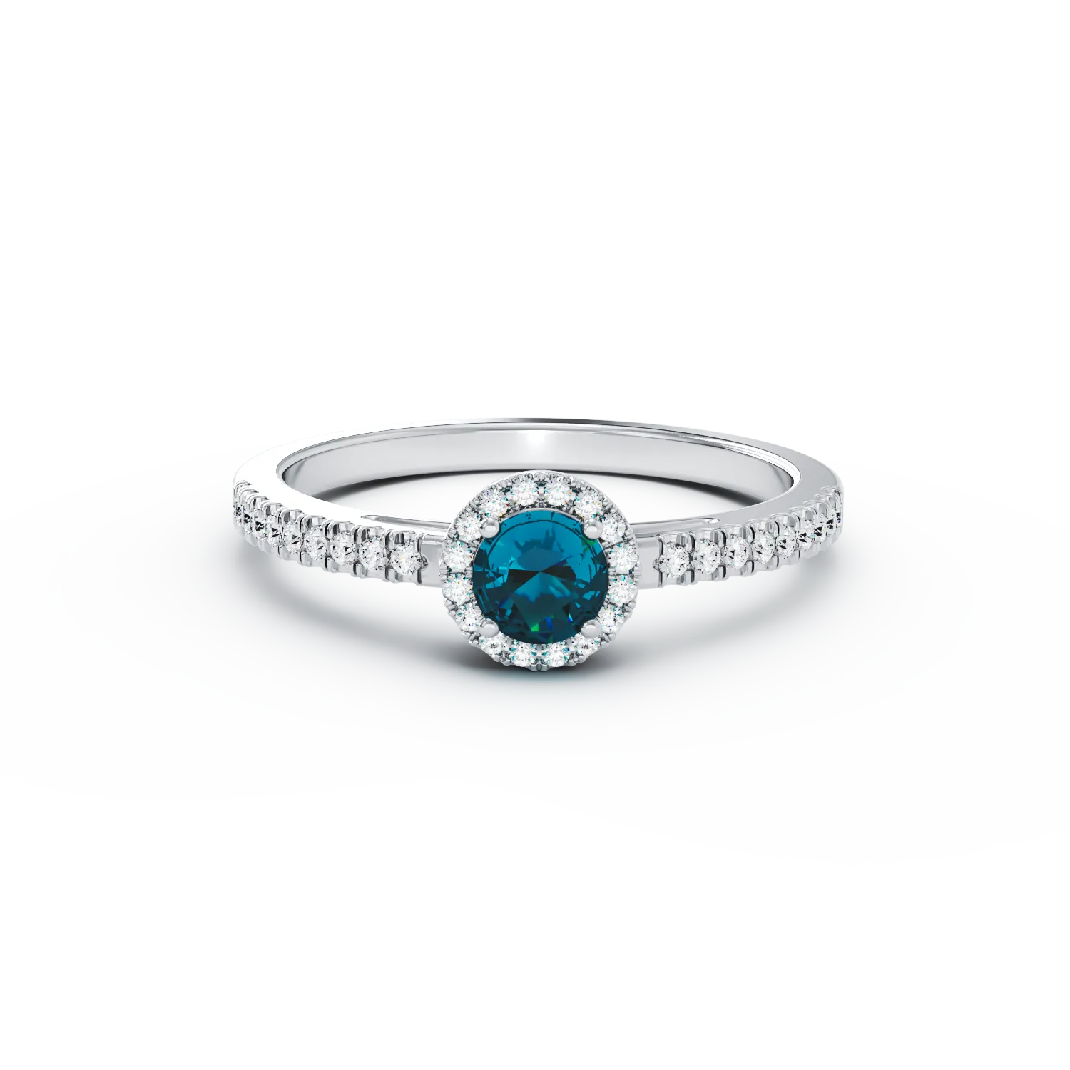 18K white gold engagement ring with 0.22ct blue diamond and 0.18ct Clear diamonds
