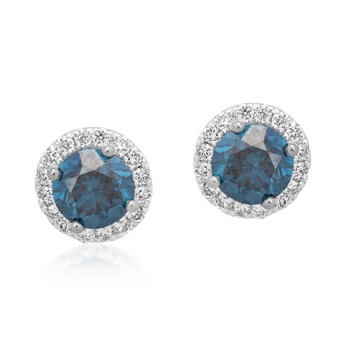 18K white gold earrings with 0.39ct blue diamonds and 0.09ct diamonds