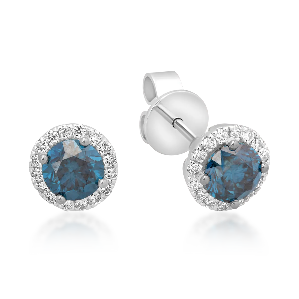 18K fehérarany fülbevaló 0.39kt kék gyémántokkal és 0.09kt tiszta gyémántokkal