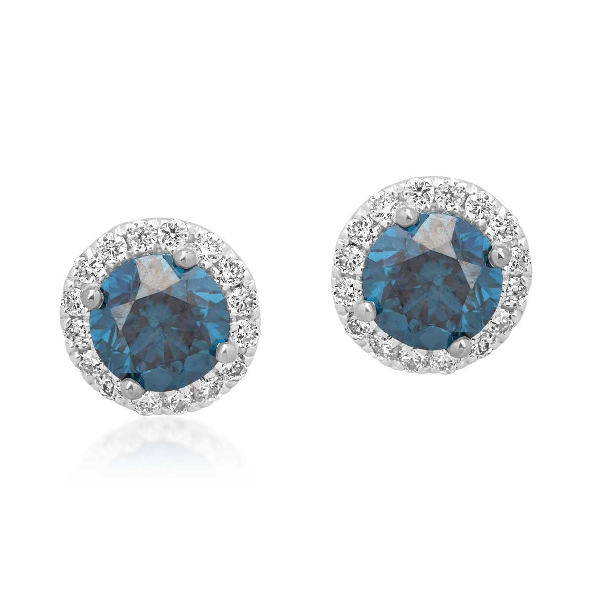 Cercei din aur alb de 18K cu diamante albastre de 0.39ct si diamante transparente 0.09ct-120368