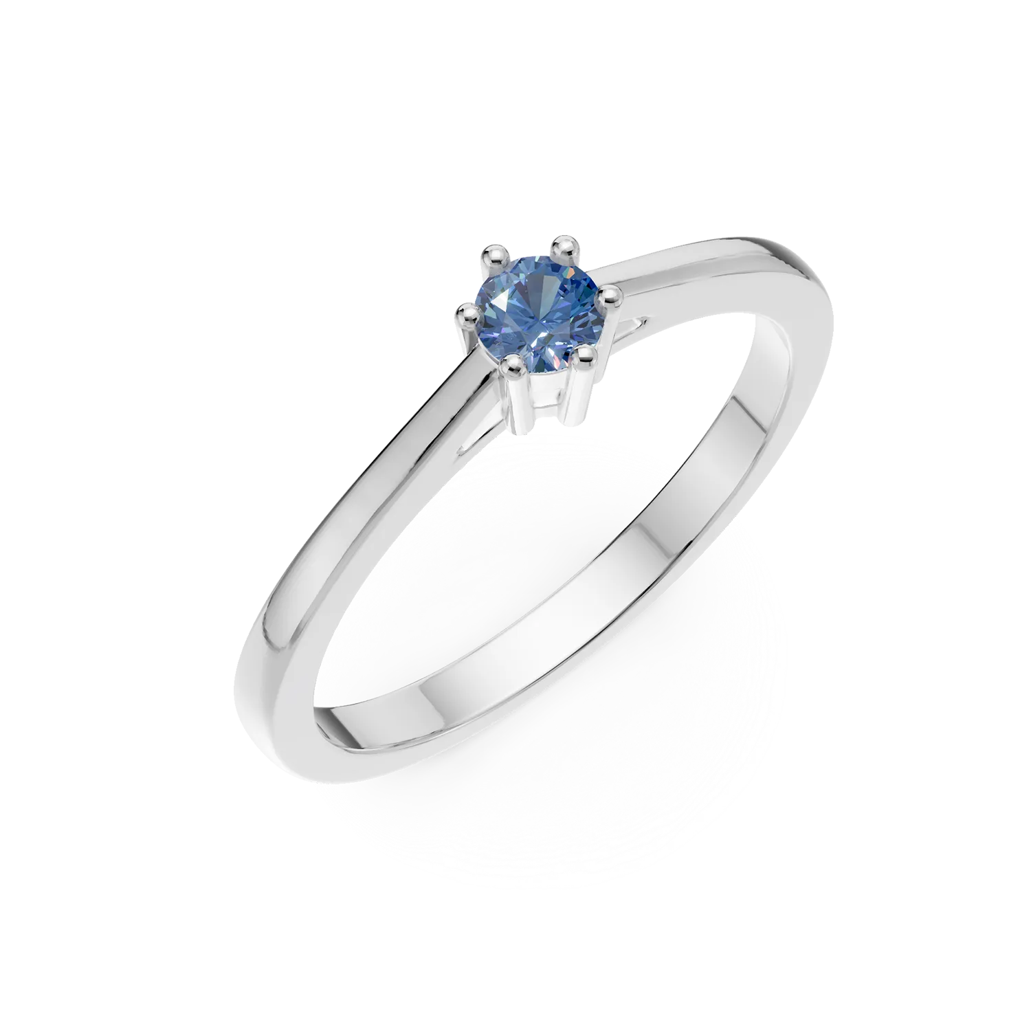 18K white gold engagement ring with 0.21ct blue diamond-120386
