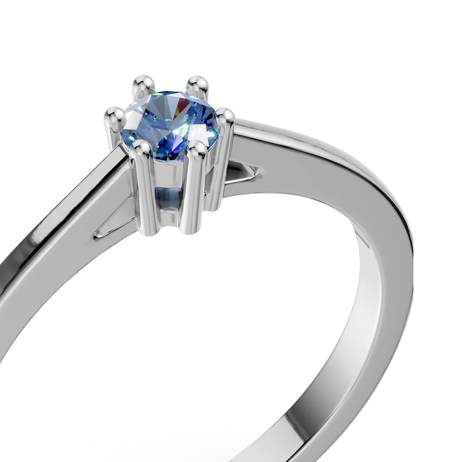 18K white gold engagement ring with 0.21ct blue diamond