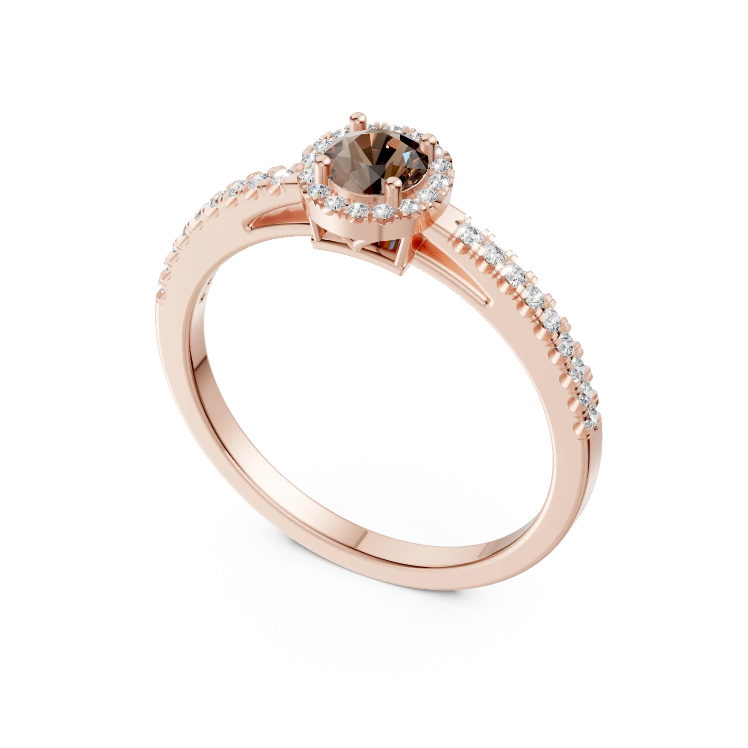 18K rose gold engagement ring with 0.39ct brown diamond and 0.19ct diamonds