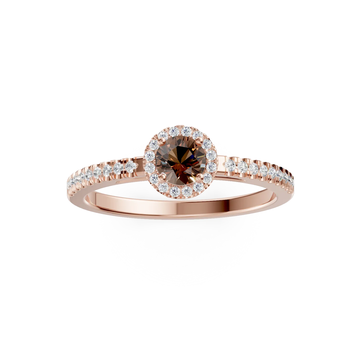 18K rose gold engagement ring with 0.39ct brown diamond and 0.19ct diamonds