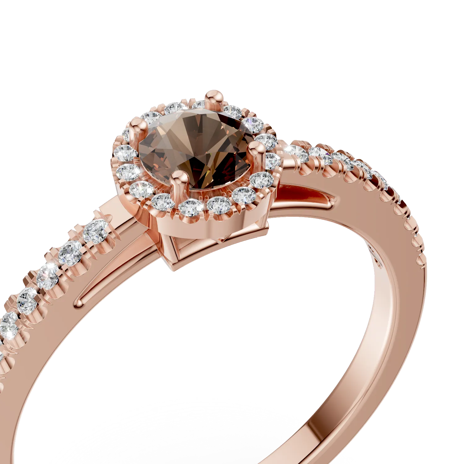 18K rose gold engagement ring with 0.39ct brown diamond and 0.19ct diamonds