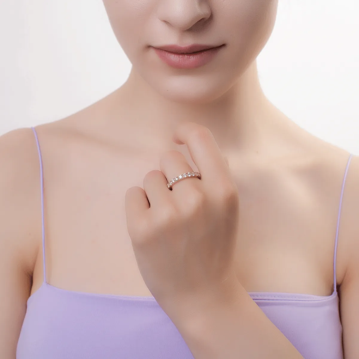 Inel din aur roz de 18K cu diamante de 2ct