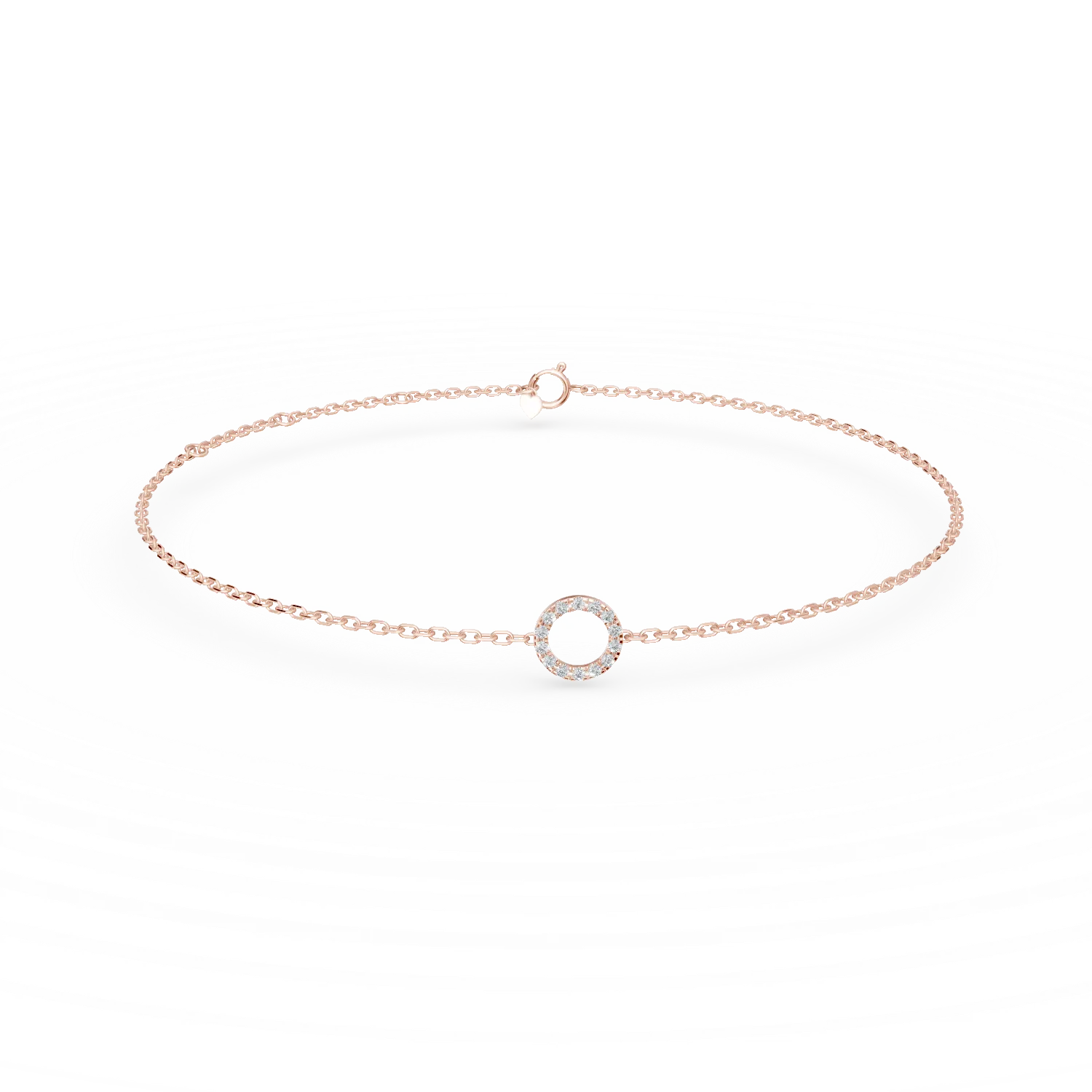 Rózsarany karkötő kör medállal és 0.1ct gyémántokkal-179600