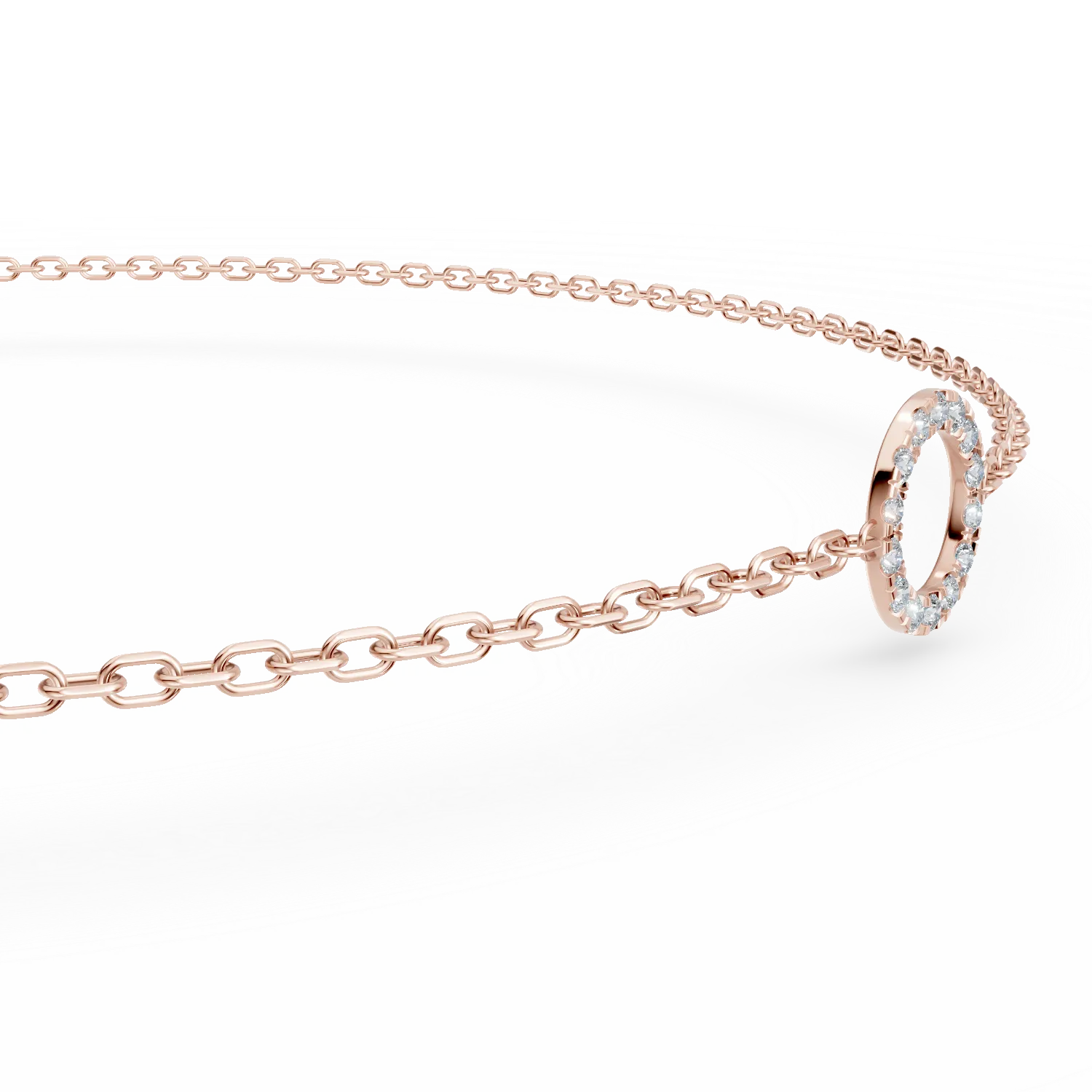 Bratara din aur roz cu pandantiv cerc si diamante de 0.1ct