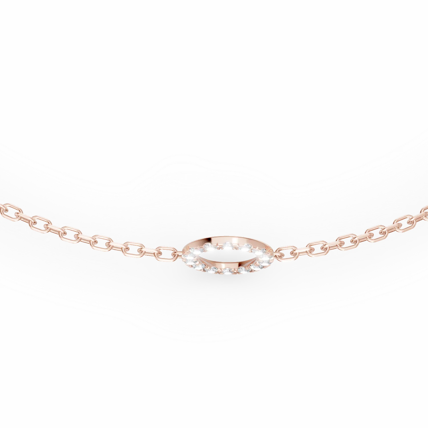 Bratara din aur roz cu pandantiv cerc si diamante de 0.1ct