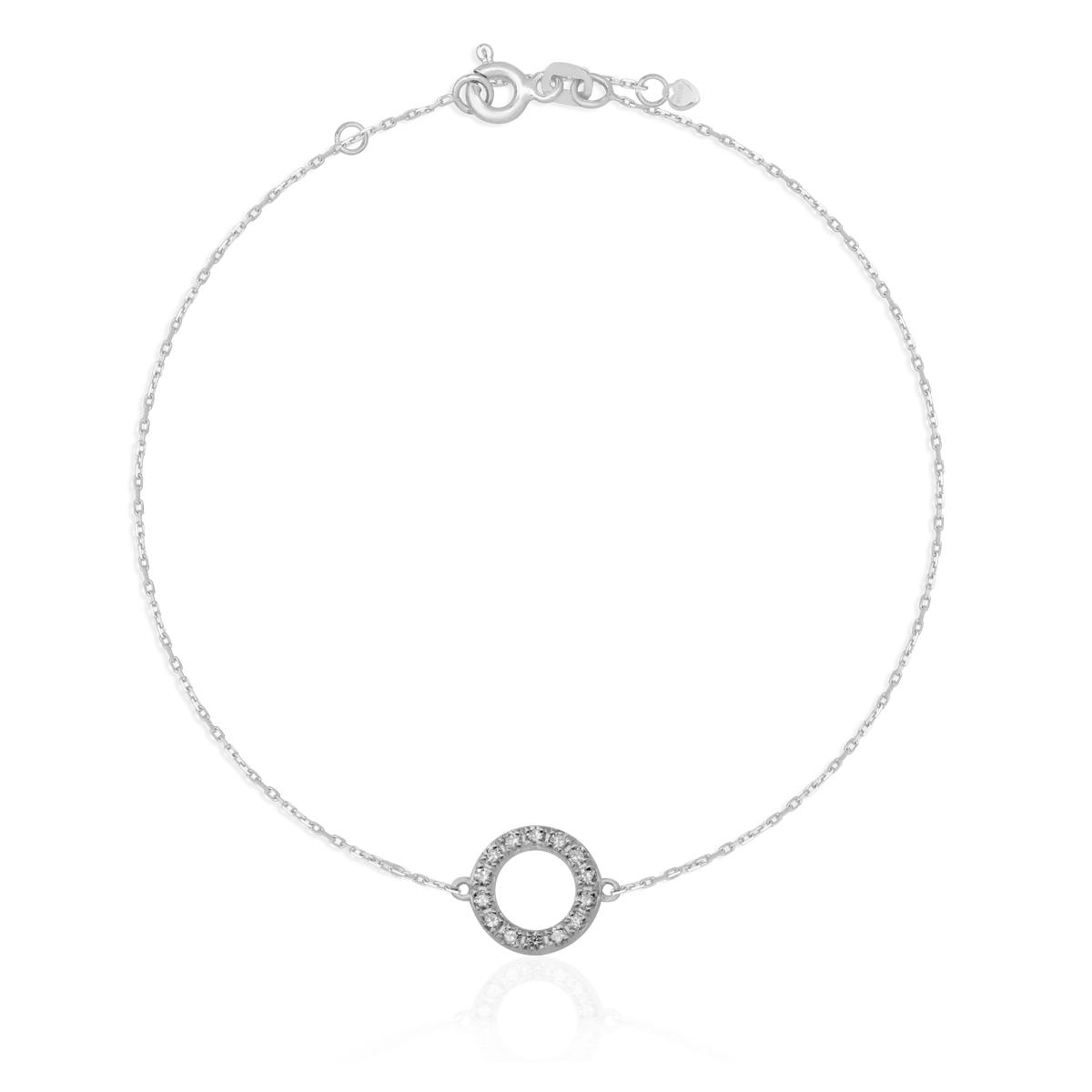 White gold bracelet with circle pendant and 0.1ct diamonds