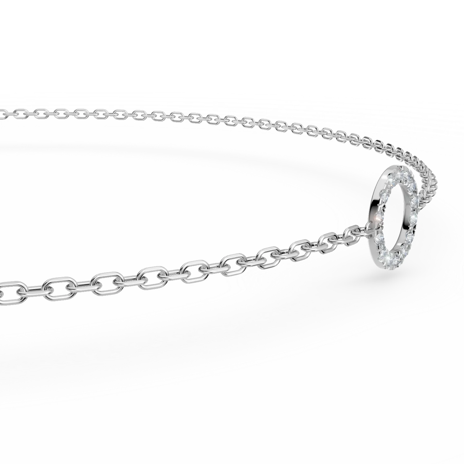 Bratara din aur alb cu pandantiv cerc si diamante de 0.1ct