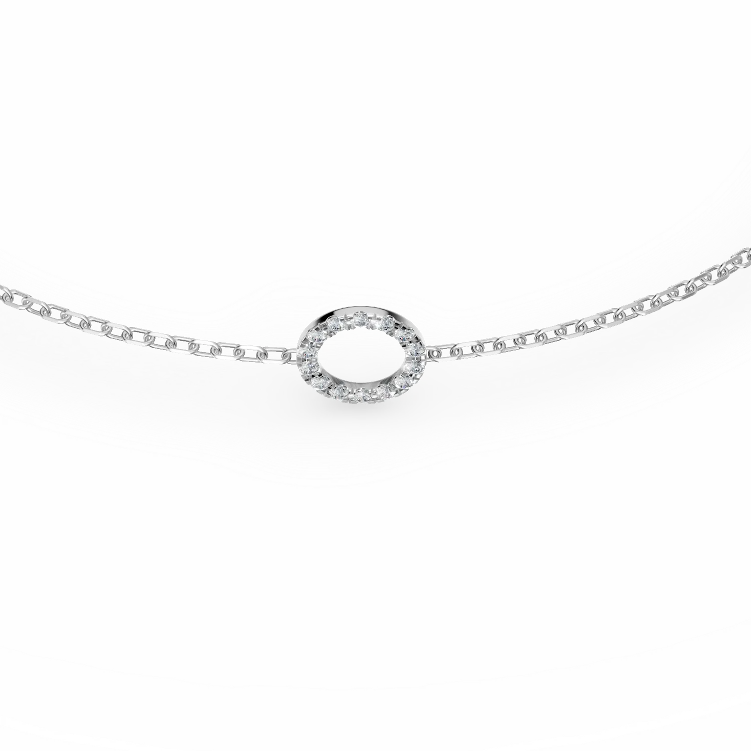 Bratara din aur alb cu pandantiv cerc si diamante de 0.1ct