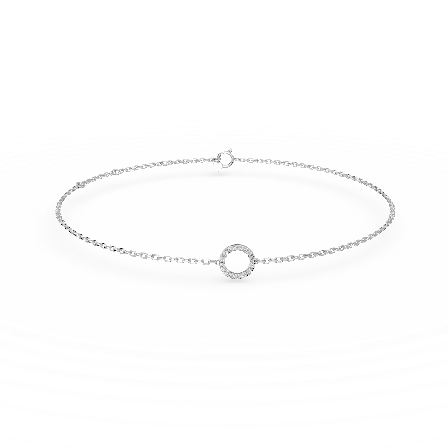 Bratara din aur alb cu pandantiv cerc si diamante de 0.1ct