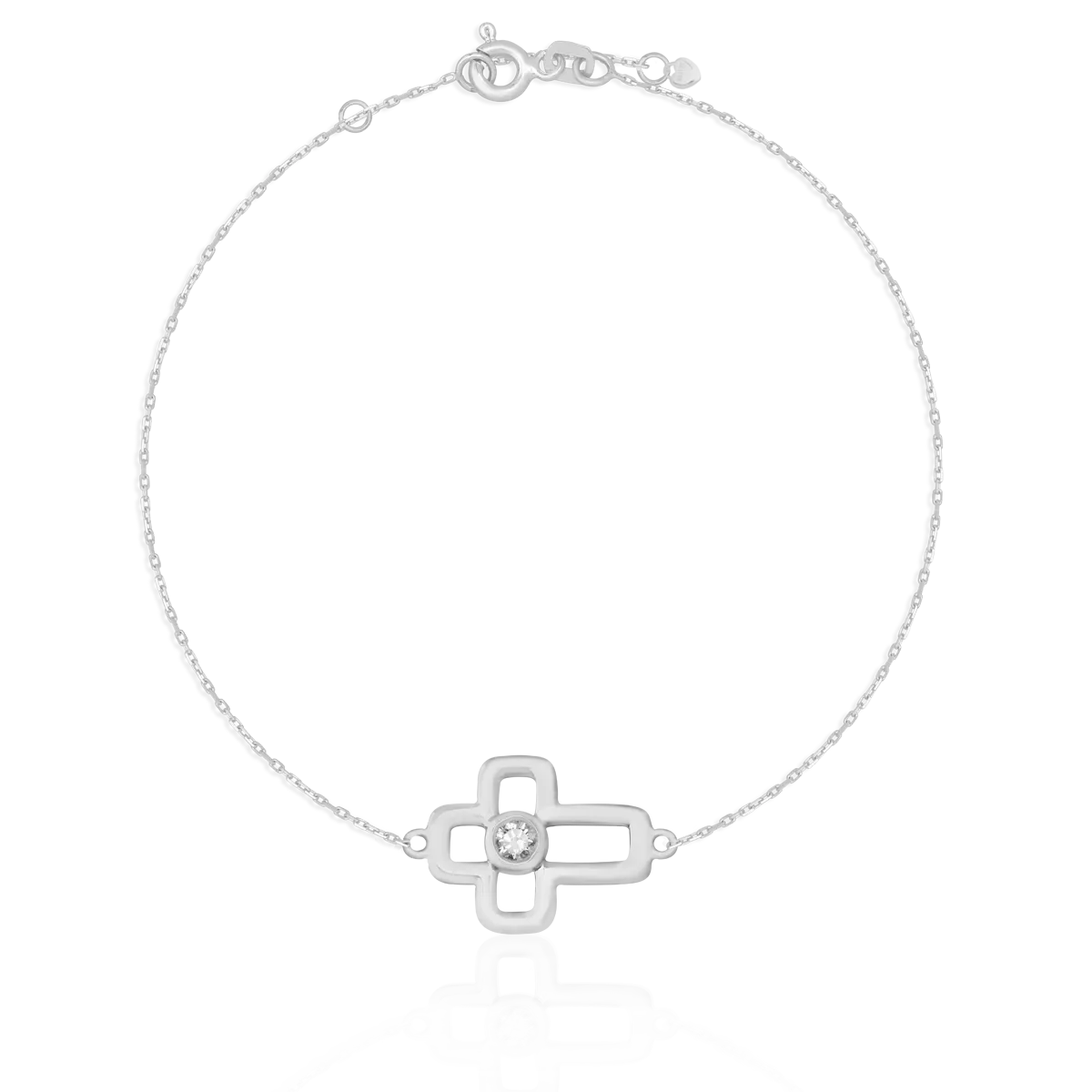 14K white gold cross bracelet with diamond of 0.07ct-120480