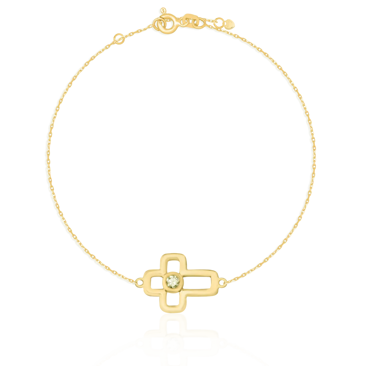 14K yellow gold cross bracelet with diamond of 0.07ct