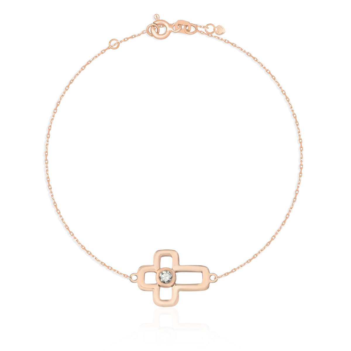 14K rose gold bracelet with diamond of 0.06ct