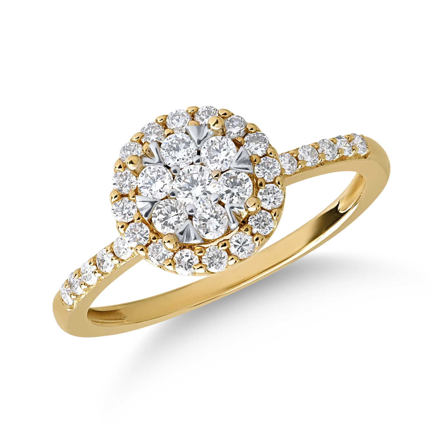 Пръстен от 14K жълто злато с 0.5ct диаманти-120505