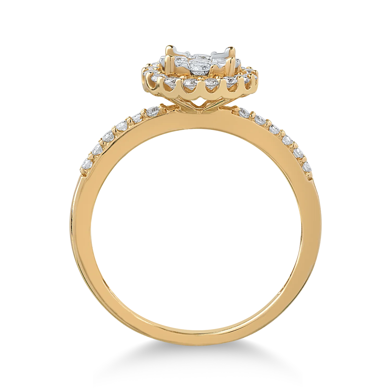 Пръстен от 14K жълто злато с 0.5ct диаманти