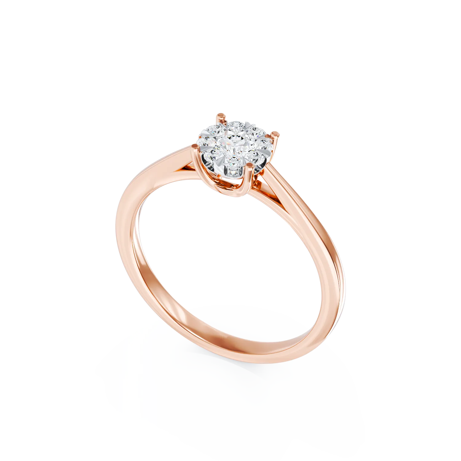 Inel de logodna din aur roz de 18K cu diamante de 0.15ct