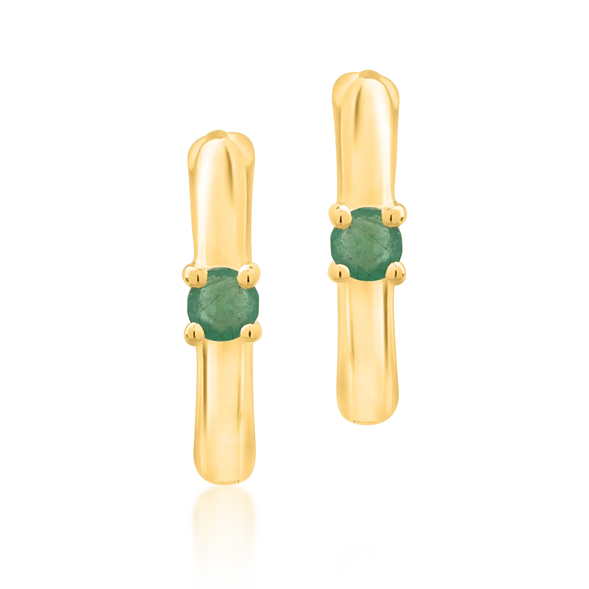 Cercei din aur galben de 14K cu smaralde de 0.12ct-120534